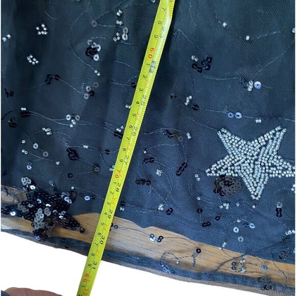 Holiday Black tule dress with sequin stars, back zipper, - Picture 10 of 15